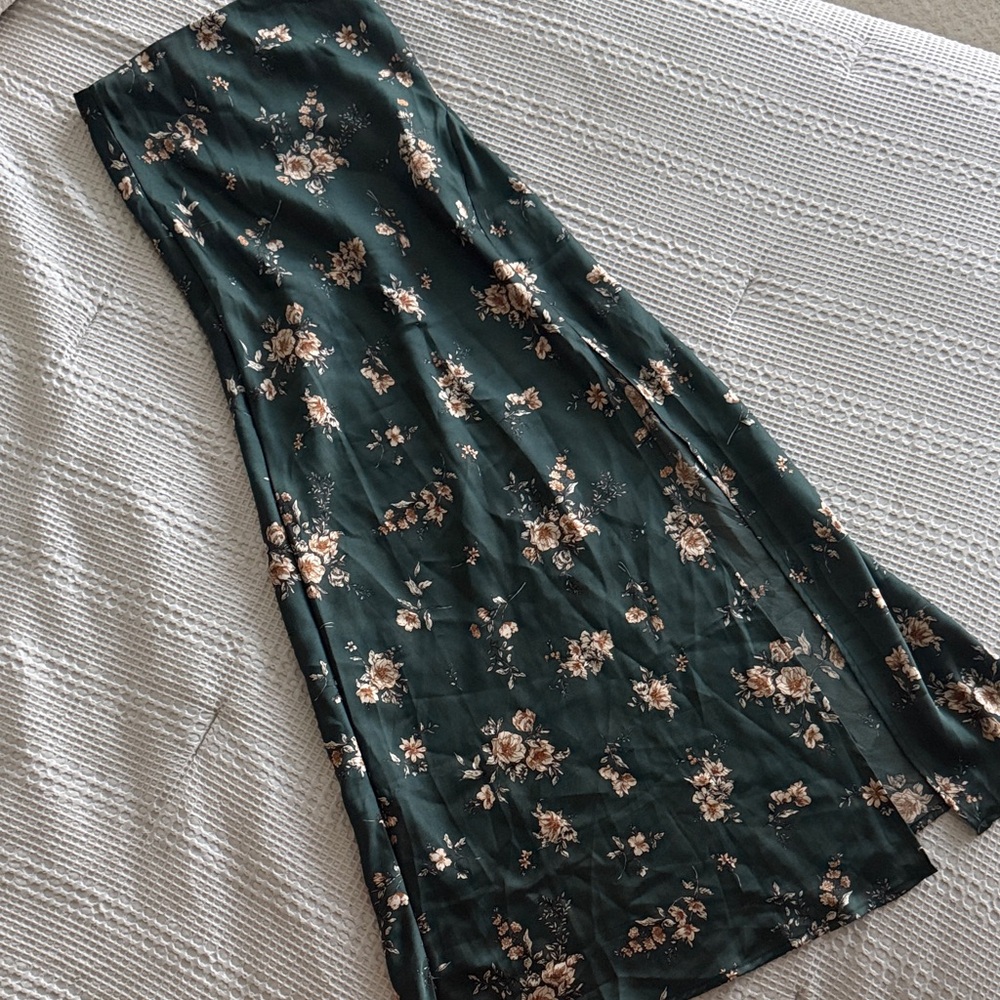 Altar'd State Forest Green Floral Maxi Skirt